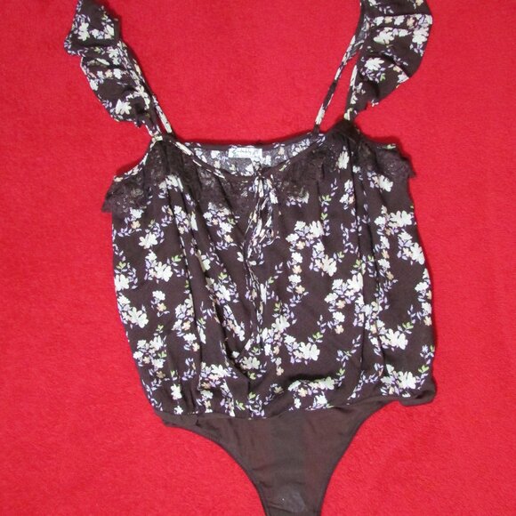 Free People Tops - Free People Bodysuit Intimately Brown Floral